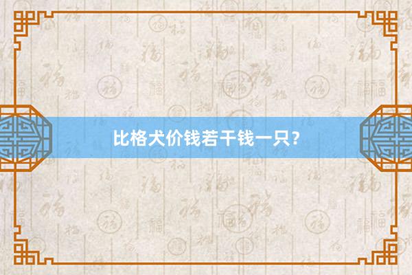 比格犬价钱若干钱一只？